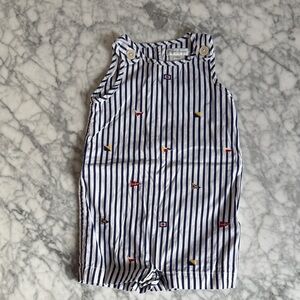 Ralph Lauren Striped embroidered Romper with Nautical Accents. 9 months